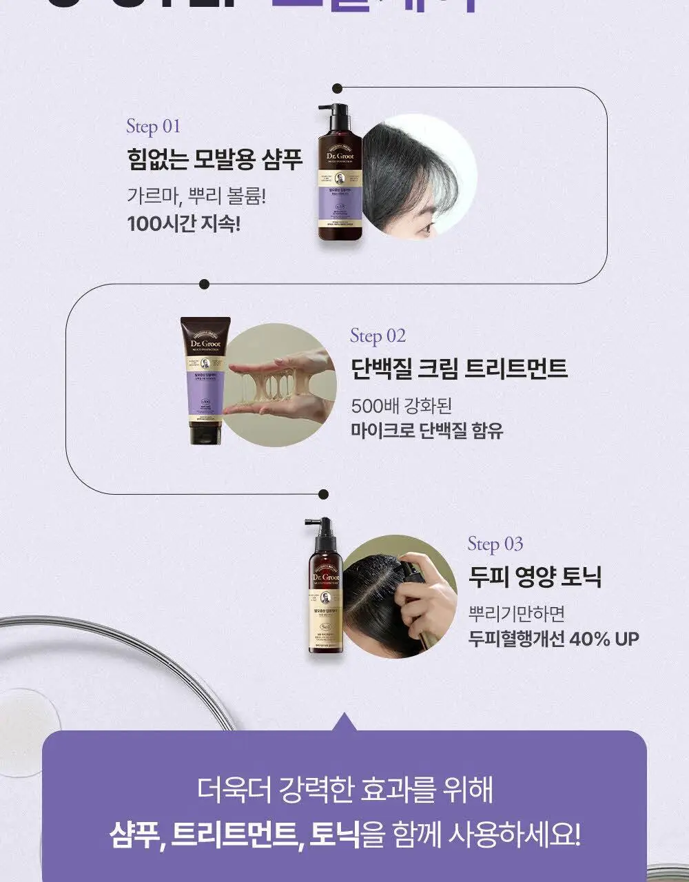 [탈모케어] 닥터그루트 집중케어 멀티퍼펙션 힘없는 모발용 샴푸 400ml(+트리트먼트 100ml 증정) 상세페이지 20
